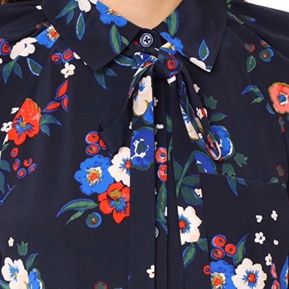 Tory Burch Floral Gabrielle Tie Neck Silk Dress - Picture 3 of 8